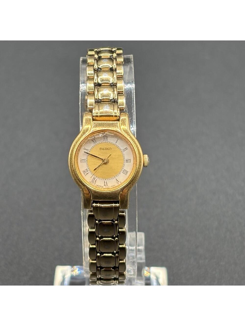 Seiko Gold Tone 19mm Watch - White & Gold Tone Dial Running